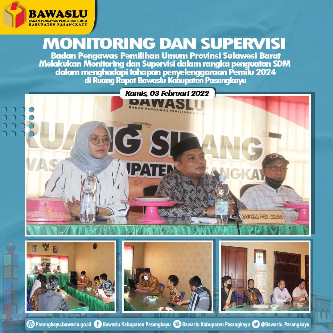KOORDIV SDM ORGANISASI BAWASLU PROVINSI SULAWESI BARAT SUPERVISI/MONITORING  DI BAWASLU KABUPATEN PASANGKAYU